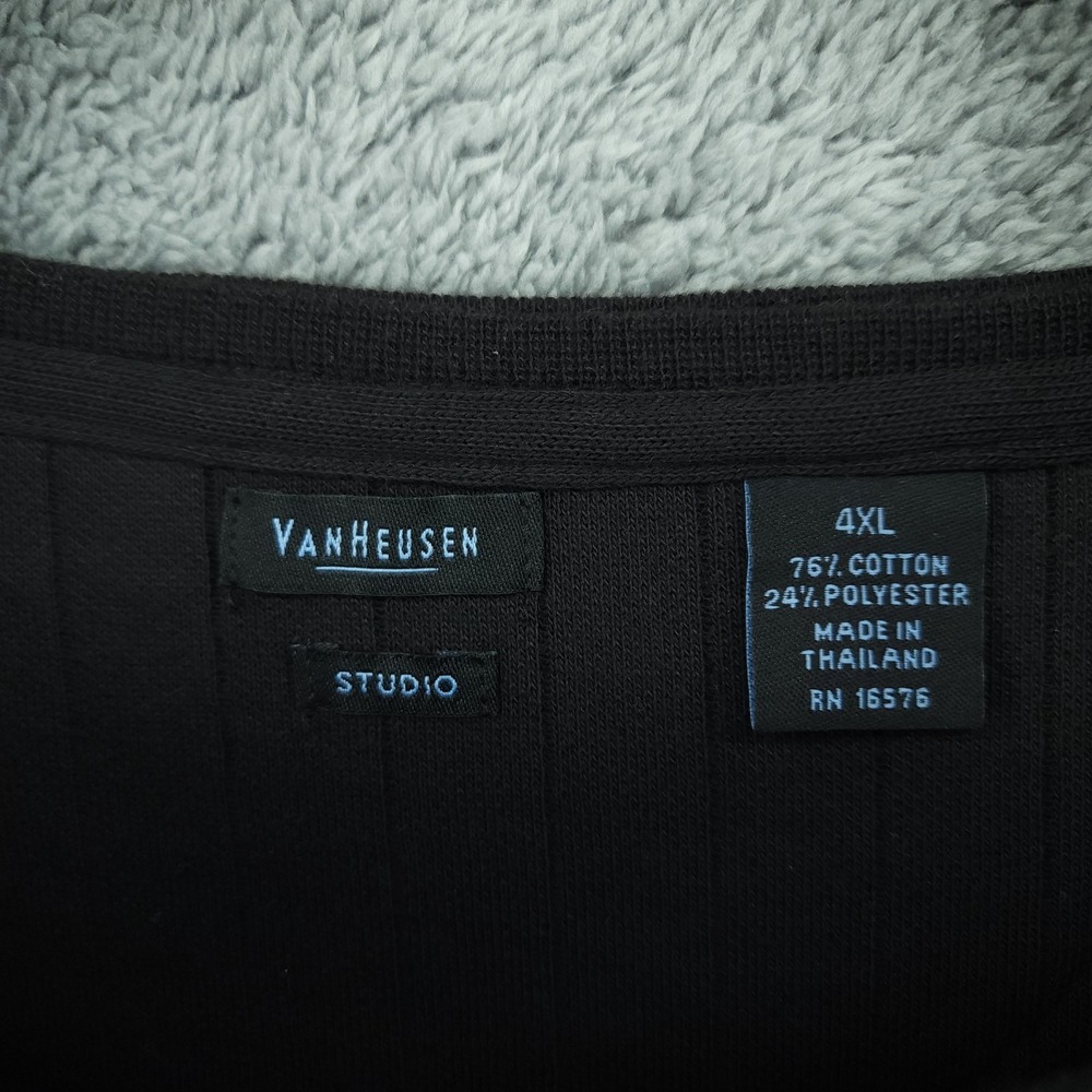 Van Heusen Sweater Mens 4XL Black Stripe Ribbed Studio Pullover Big & Tall - Picture 4 of 12